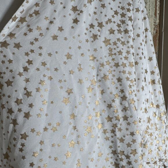 Emily McCarthy M White Top Gold Stars Elbow Length Sleeves - Picture 2 of 10